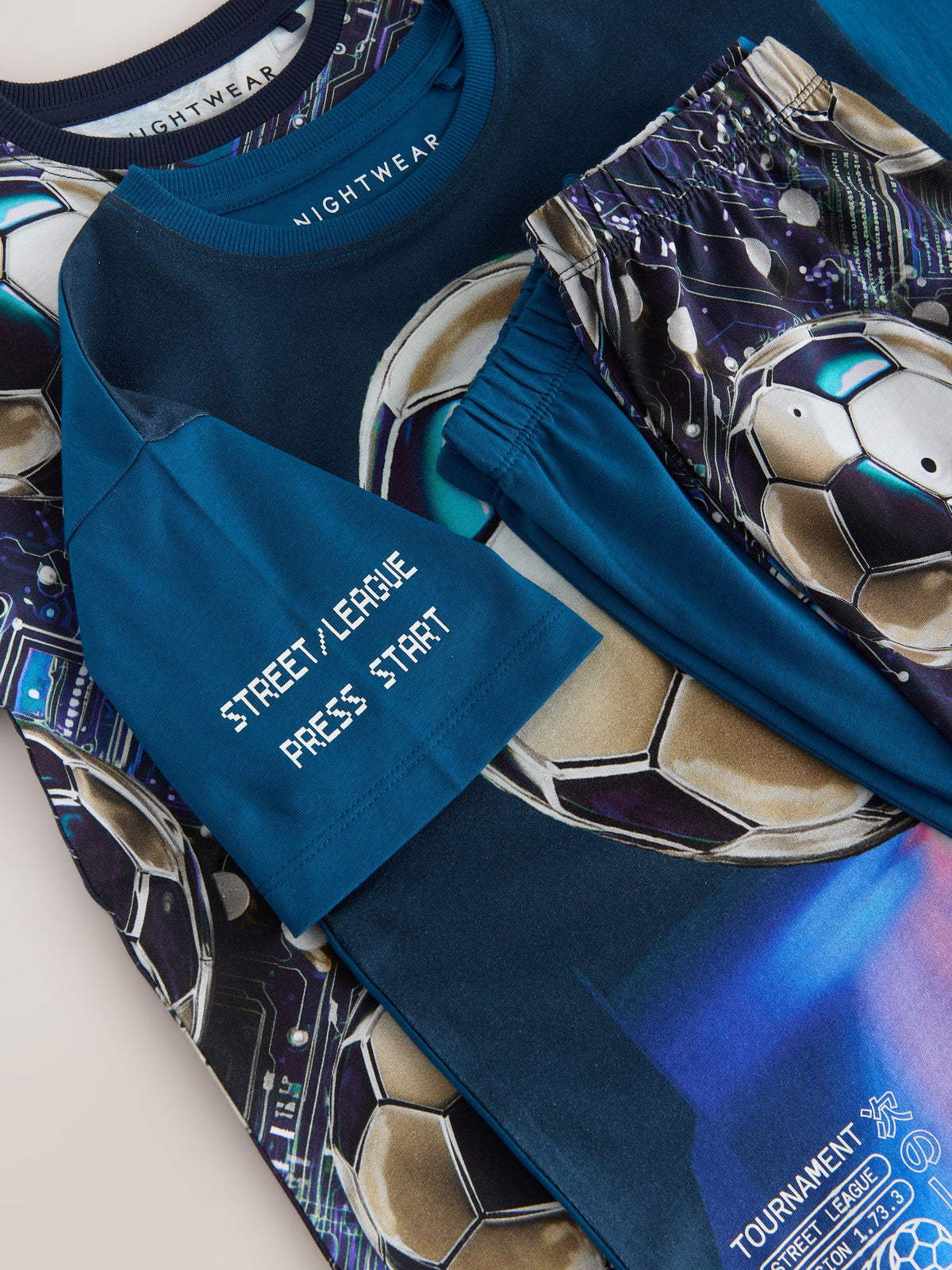 Blue Football Short Pyjamas 2 Pack (3-14yrs) - image 11