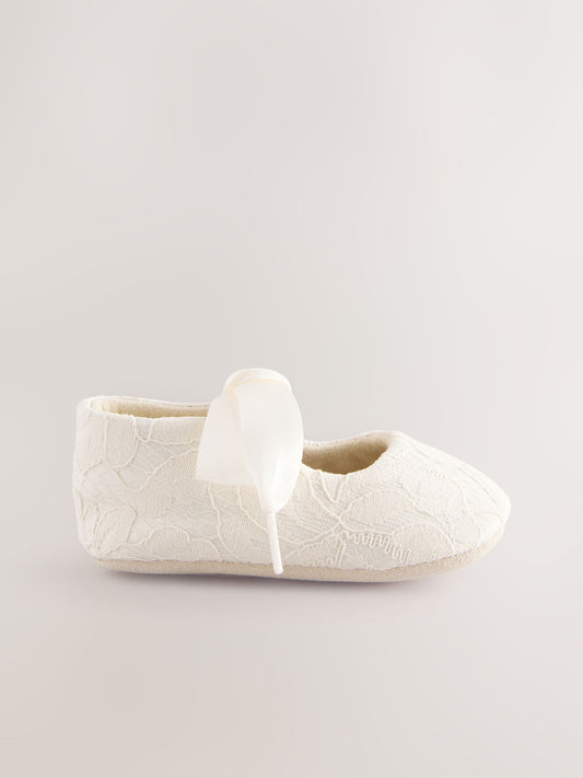 Dsiney Kidz - Cream Lace Baby Tie Front Occasion Shoes (0-24mths) image 2
