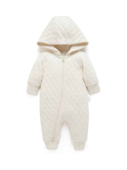Purebaby Natural Cotton Quilted Zip Pramsuit image 2