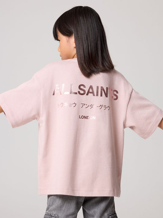 Dsiney Kidz - smALLSAINTS Pink/Metallic Oversized Underground Crew Neck T-Shirt image 2