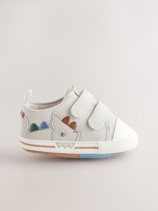 Grey Dino Touch Fastening Baby Trainers (0-2mths) image 2
