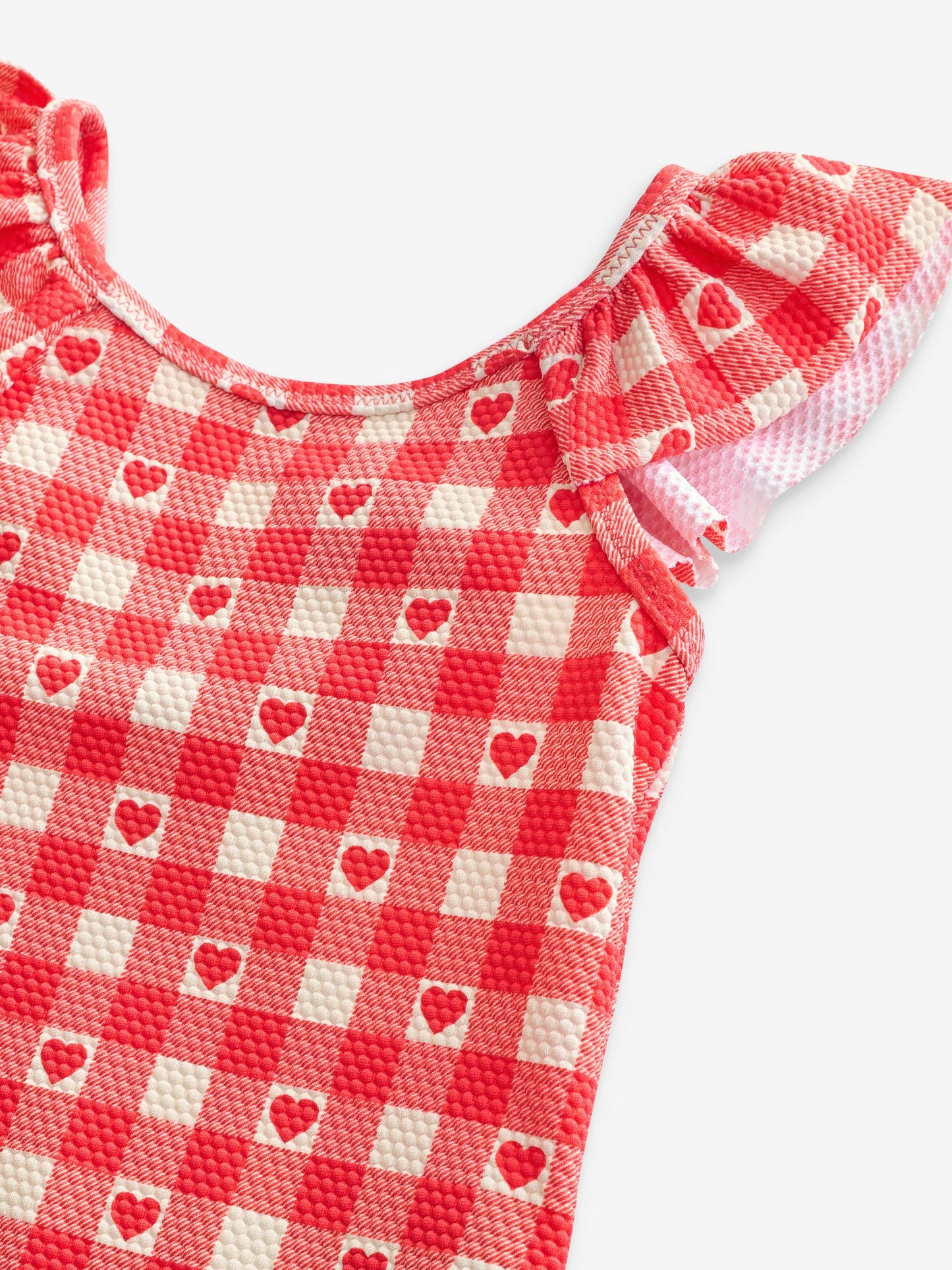 Red Gingham Heart Frill Shoulder Swimsuit (3mths-7yrs) image 9