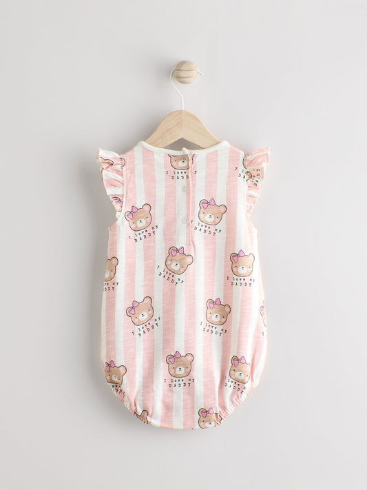 Pink/White Stripe I Love My Daddy Baby Bloomer Romper image 2