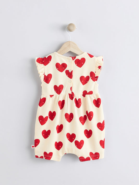 Red Heart Printed Frill Baby Romper image 2