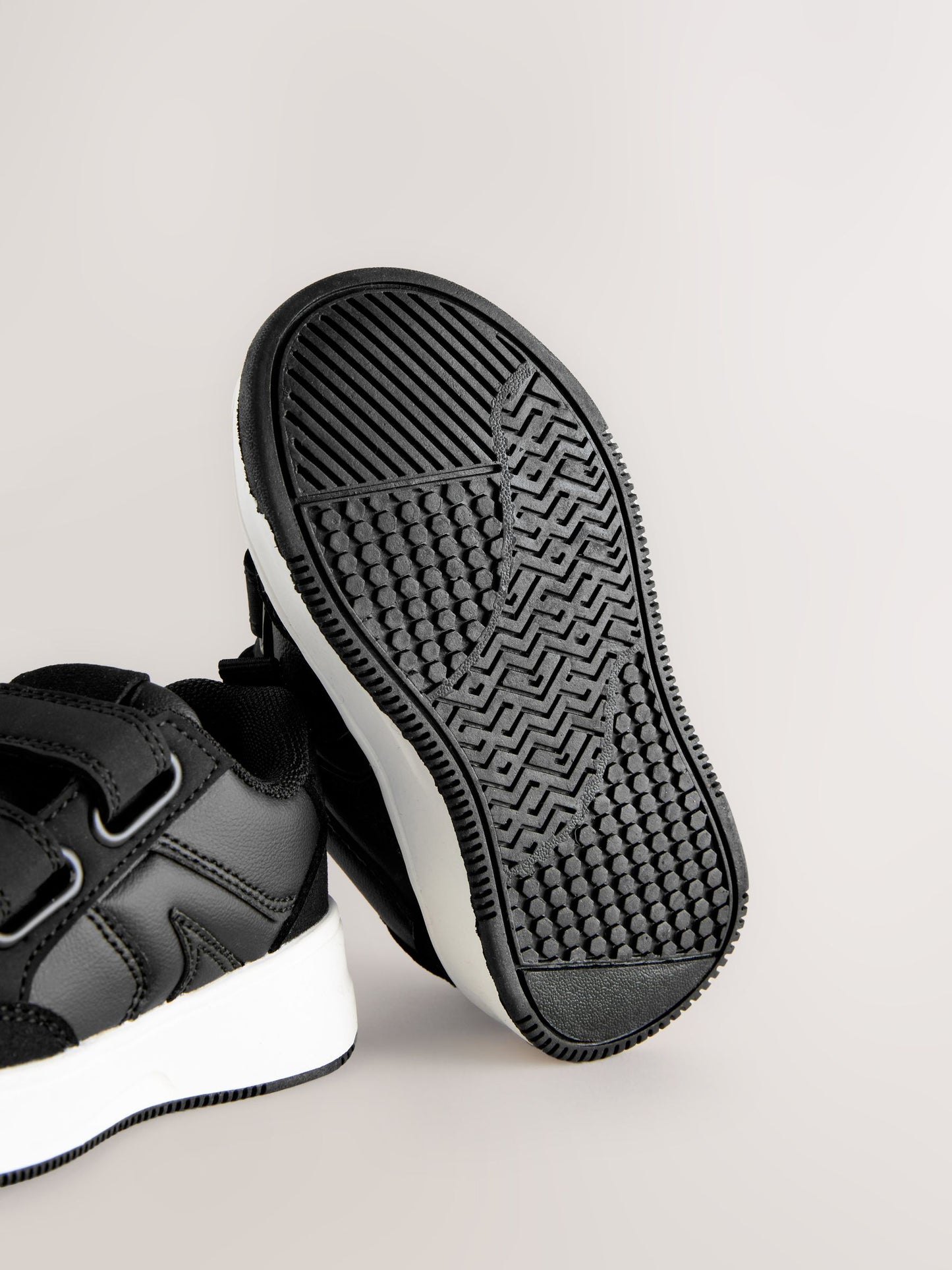 Black Wide Fit (G) Touch Fastening Two Strap Trainers image 6
