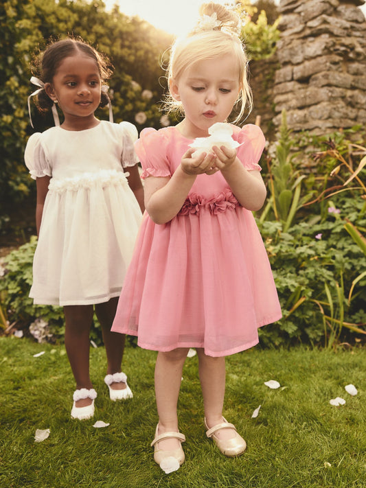 Pink Flower Print Corsage Dress (3mths-8yrs)