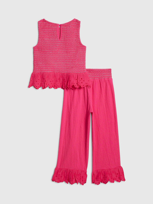 Dsiney Kidz - River Island Pink Shirred Frill Top & Trousers Set image 2