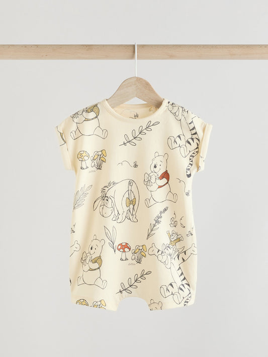 Yellow/White 2 Pack Printed Winnie The Pooh Baby Rompers image 2