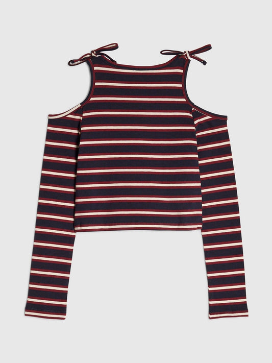 Dsiney Kidz - River Island Blue Stripe Cold Shoulder T-Shirt image 2