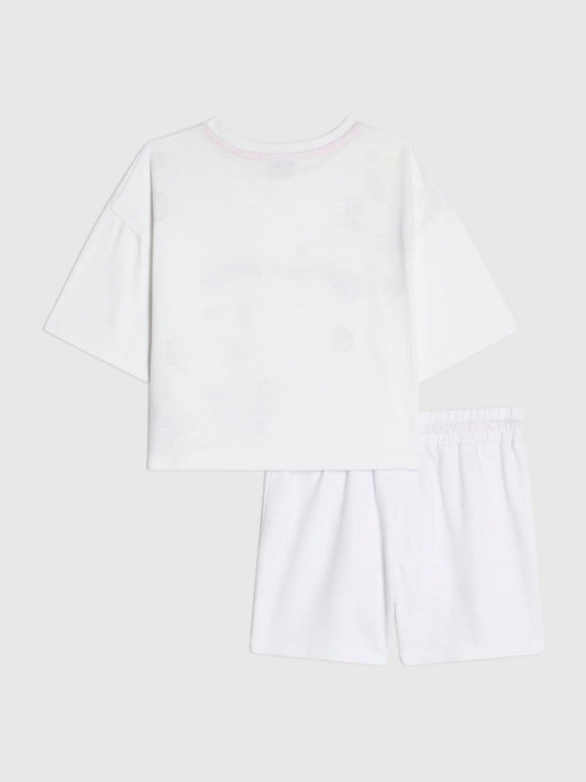 Dsiney Kidz - River Island White Island Girl Sticker T-Shirt & Short Set image 2