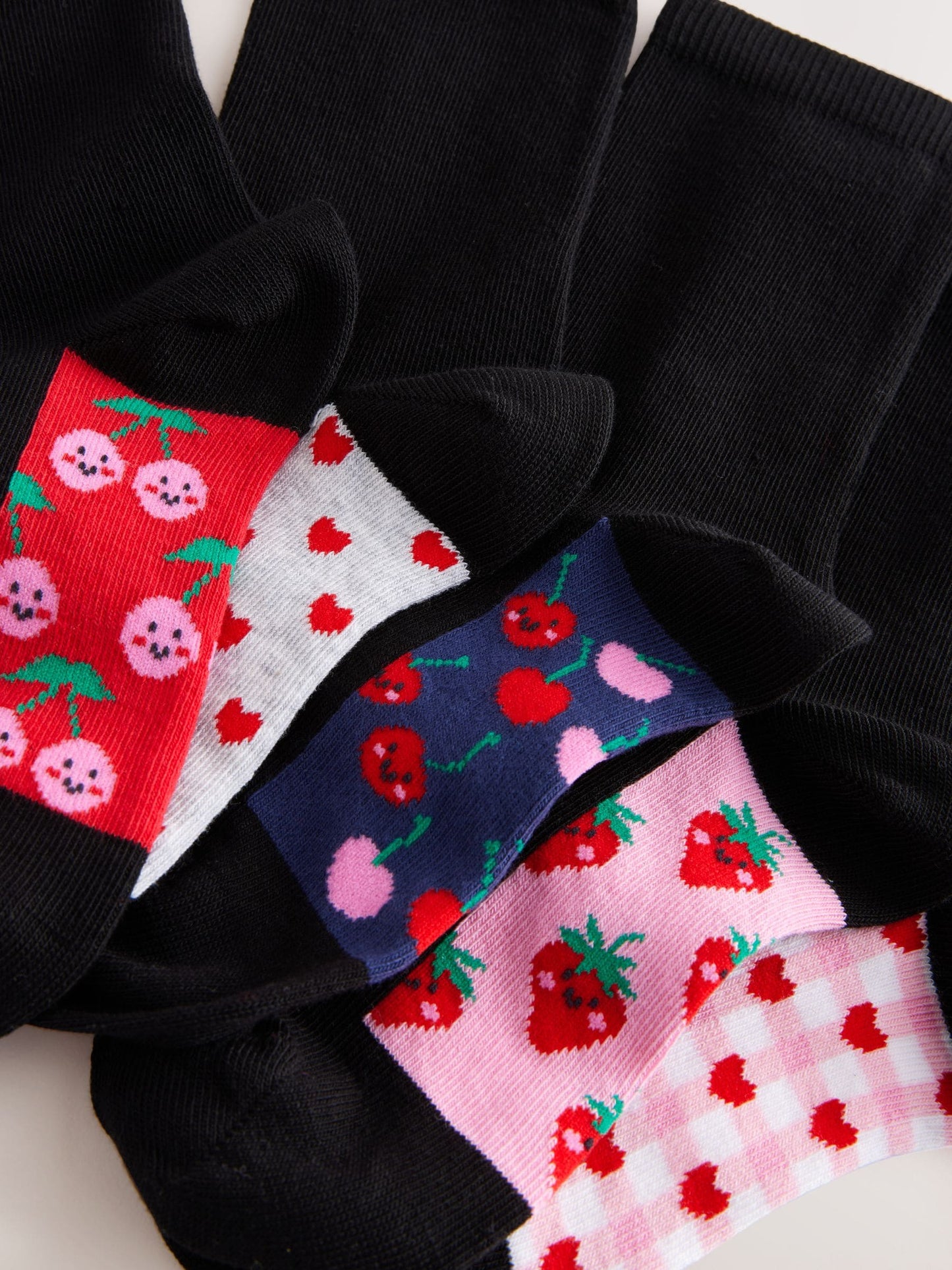 Black Cherry 5 Pack Cotton Rich Footbed Ankle School Socks image 4