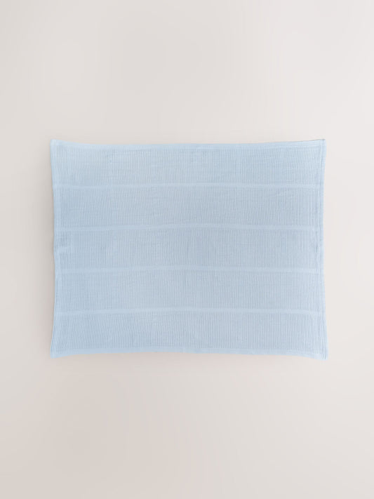 2 Pack Blue Cotton Baby Cellular Blankets image 2