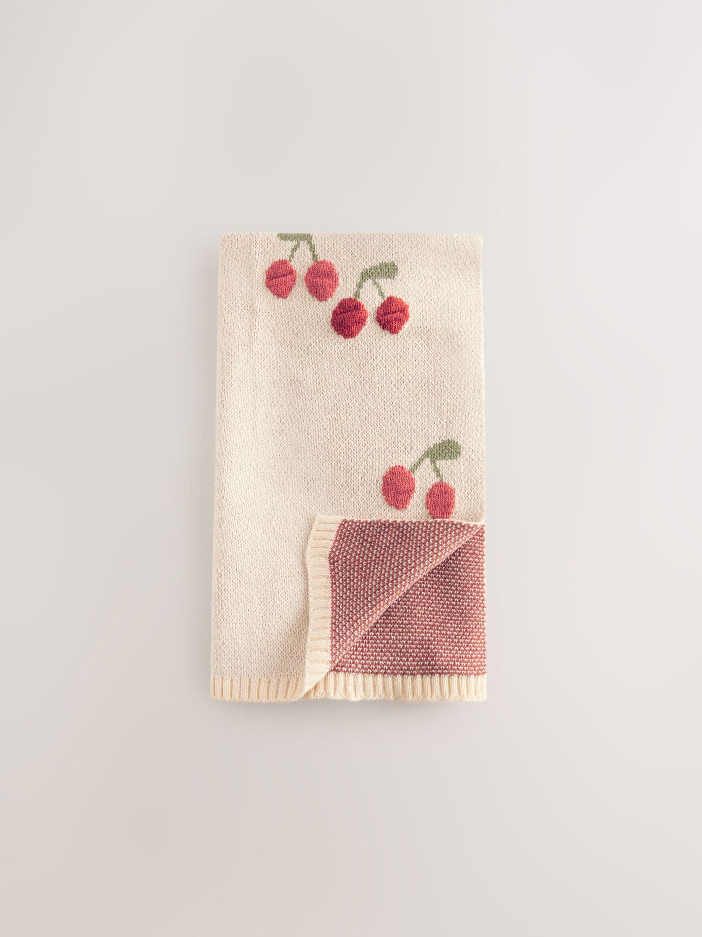 Cherry Knitted Baby Blanket image 1