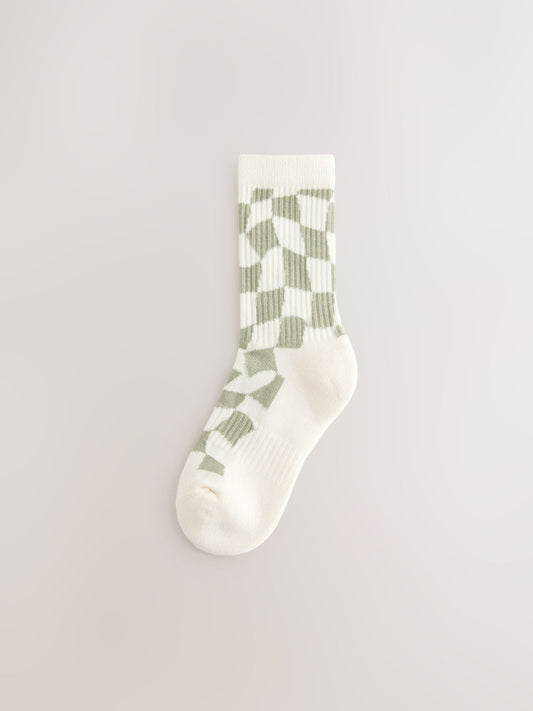 Neutral 3 Pack Cotton Rich Checkerboard Cushioned Sole Ankle Socks image 3