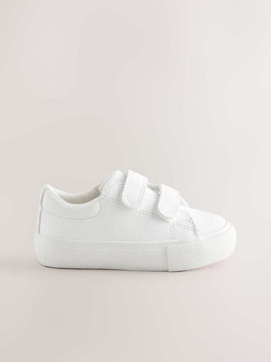White Wide Fit (G) Chunky Trainers With Touch Fastening image 2