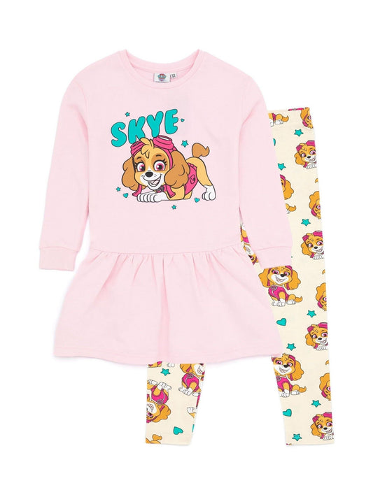 Vanilla Underground Pink 100% Cotton Paw Patrol Girls Dress and Leggings Set image 2