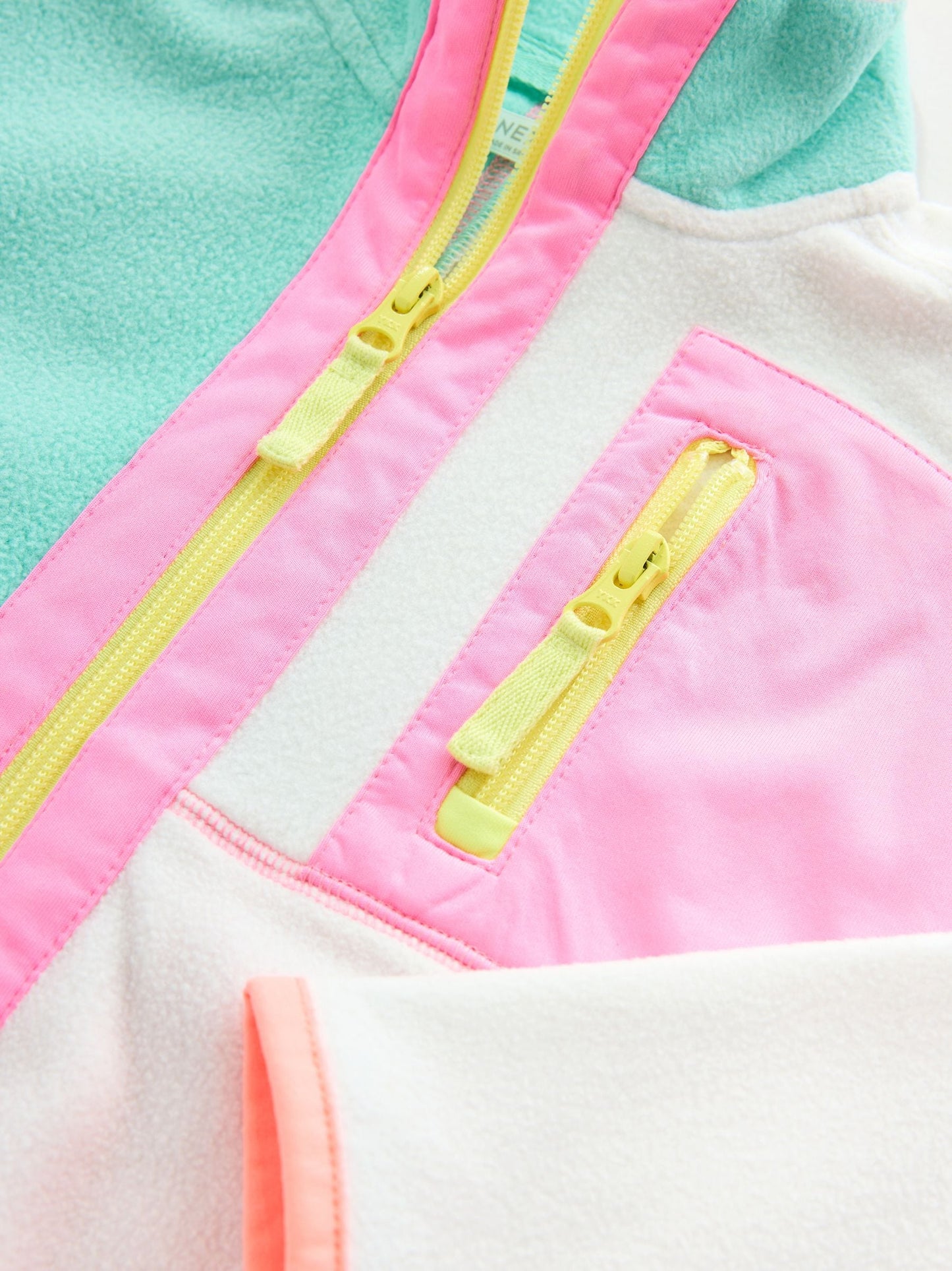 Cream/Pink Colourblock Print Zip-Up Fleece Jacket (3-16yrs)