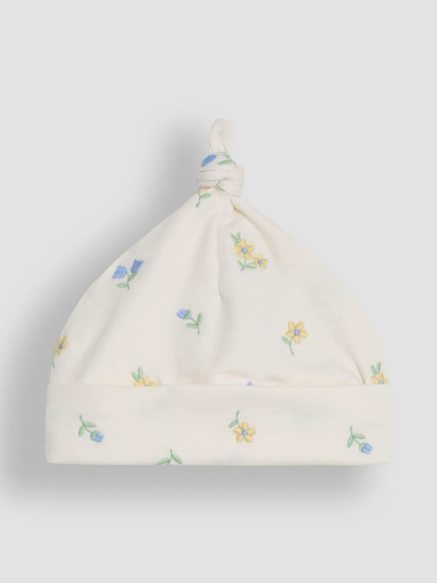 JoJo Maman Bébé Cream Floral Cotton Embroidered Sleepsuit & Hat Set image 5