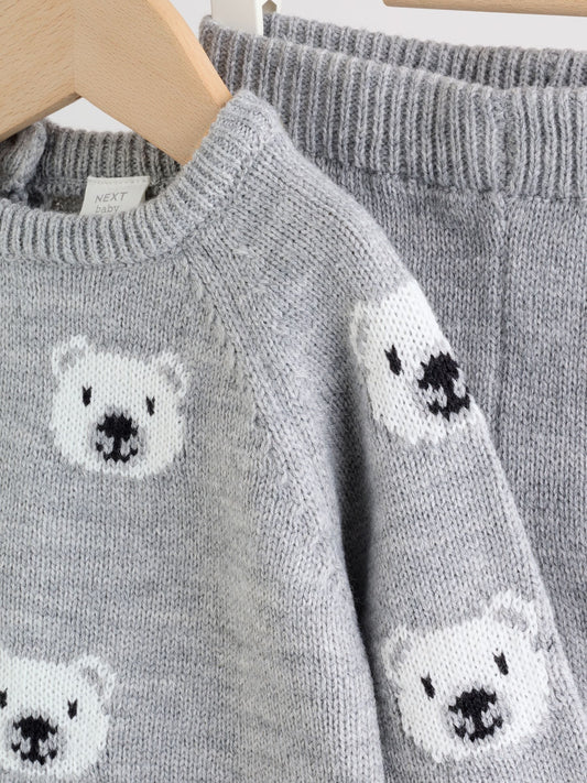 Grey Bear Knitted Top and Leggings Set (0mths-2yrs) image 3