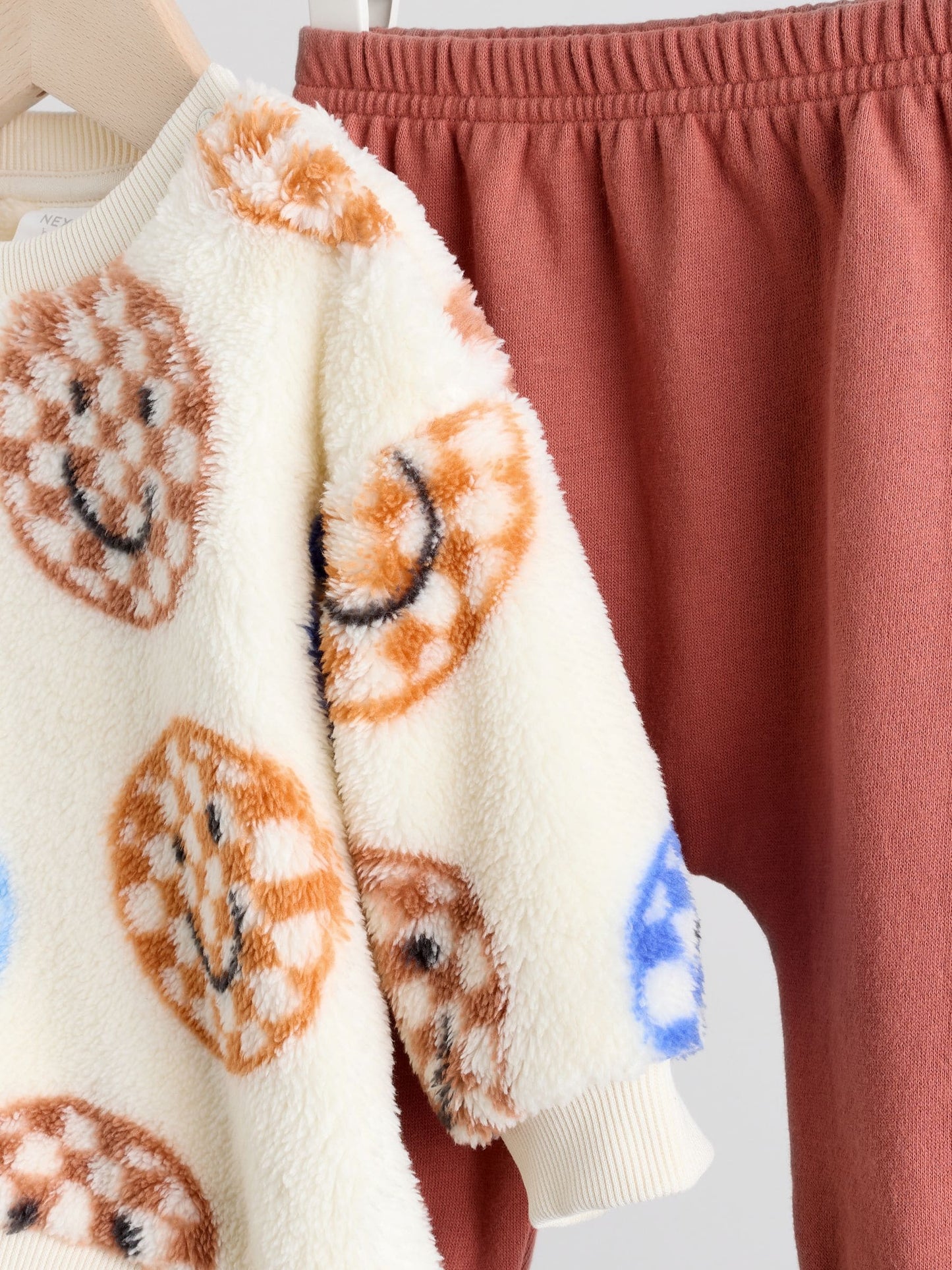 Blue Checkerboard Faces Baby Fleece Top and Joggers Set (0mths-2yrs)