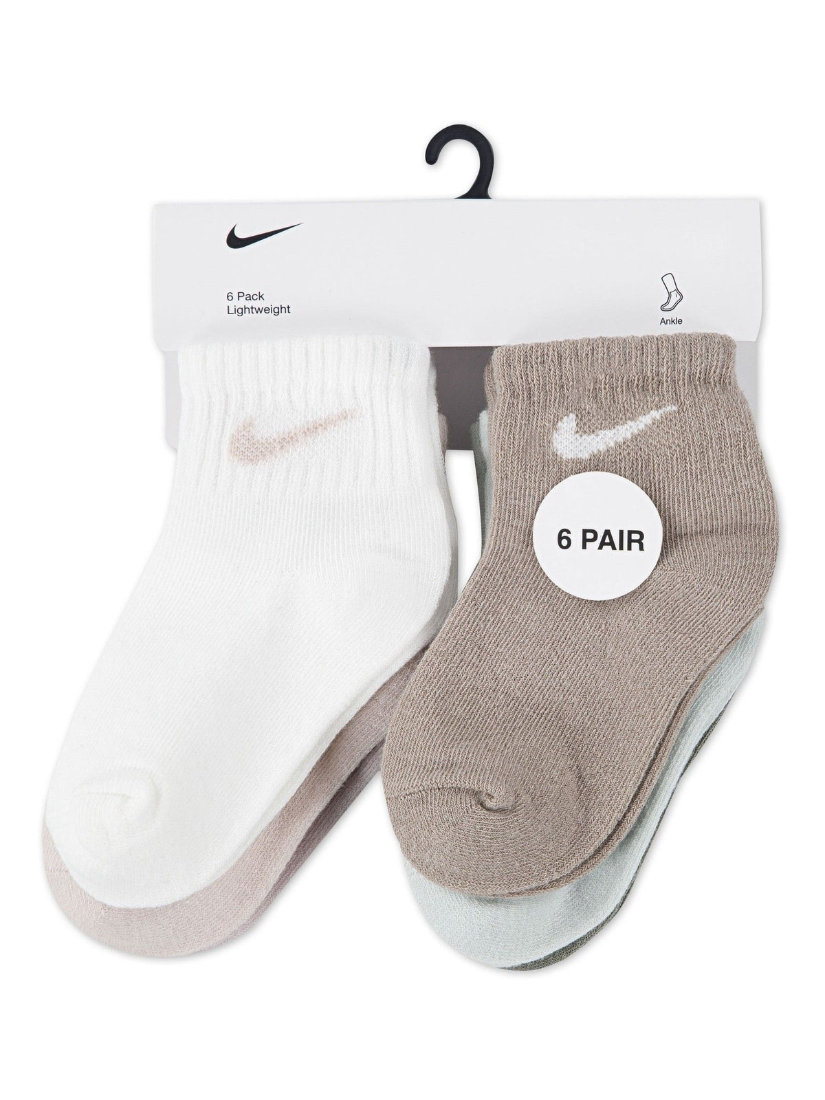 Nike Multi Muted Colours Infant Swoosh Ankle Socks 6 Pack - image 3