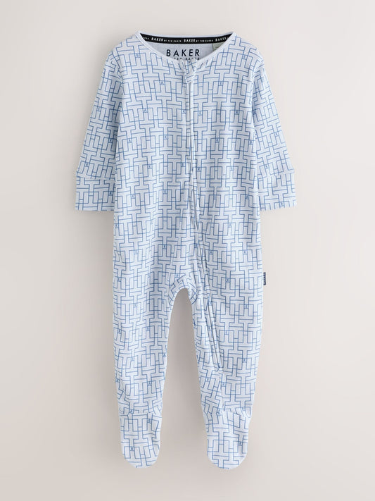 Baker by Ted Baker Navy/Blue Baker by Ted Baker 3 Pack Sleepsuits image 2