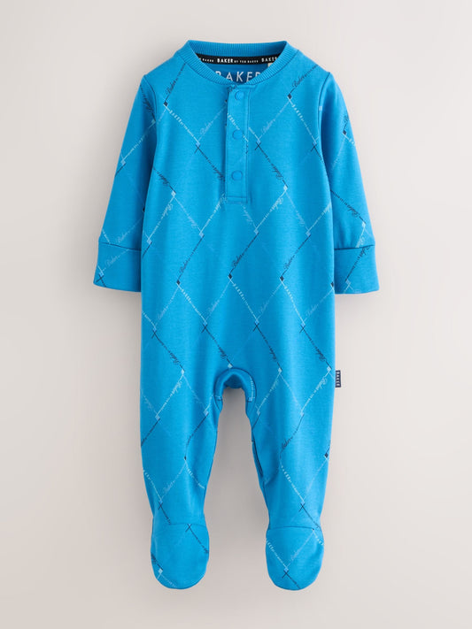 Baker by Ted Baker Navy Blue and Grey Sleepsuits 3 Pack image 2
