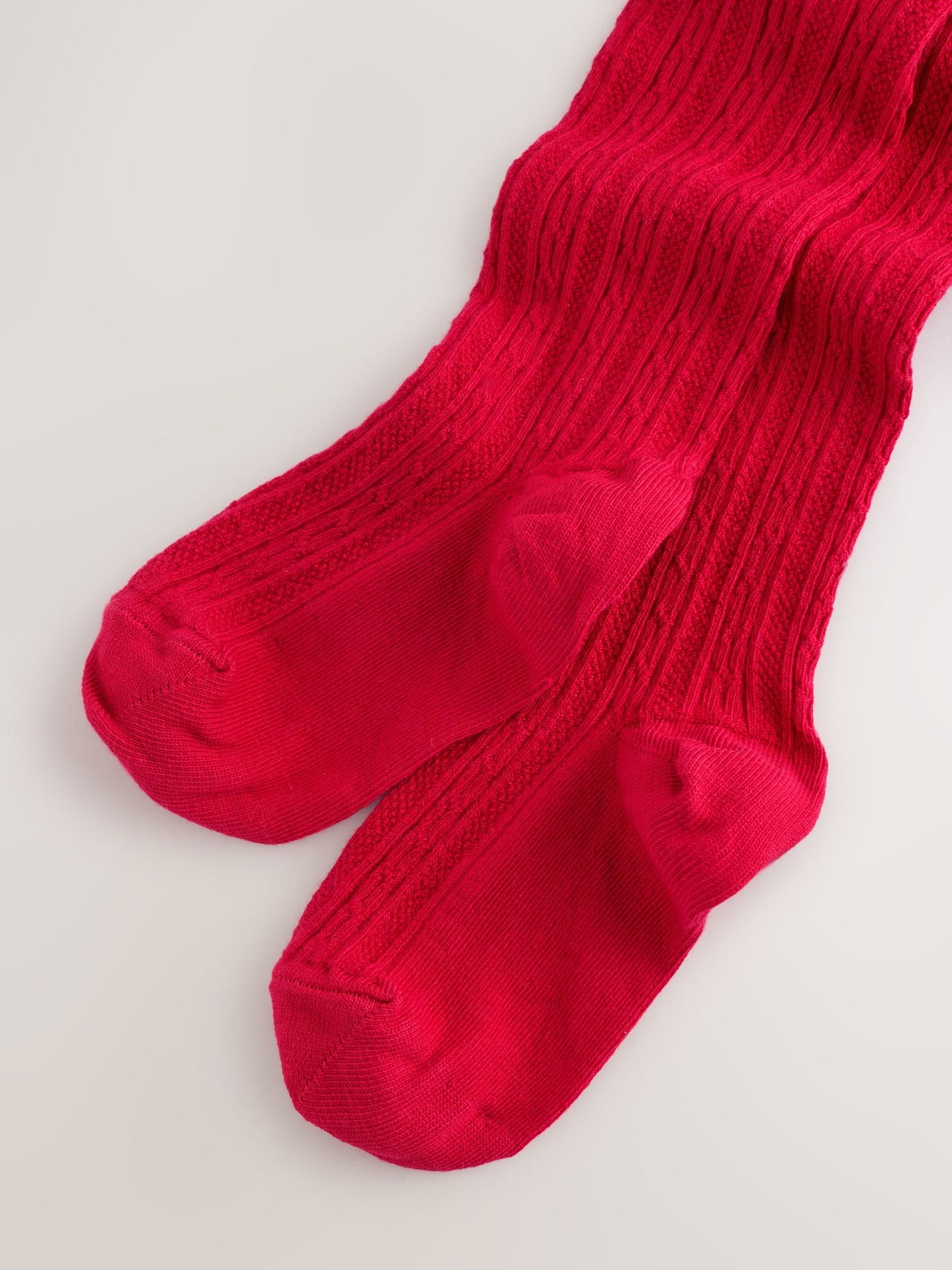 Red Regular Length Cotton Rich Cable Tights image 3