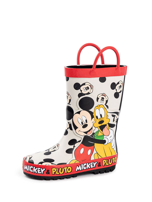 Vanilla Underground White Mickey & Pluto Boys Wellies with Handles image 2