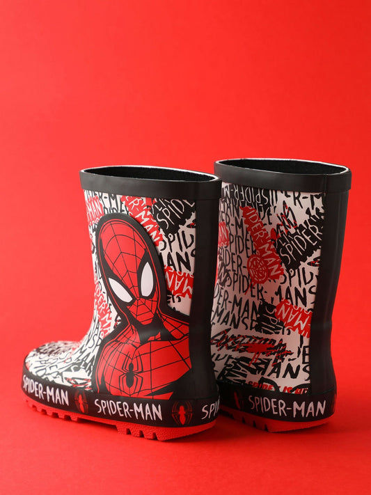 Vanilla Underground Red Spiderman Boys Wellies with Handles image 2
