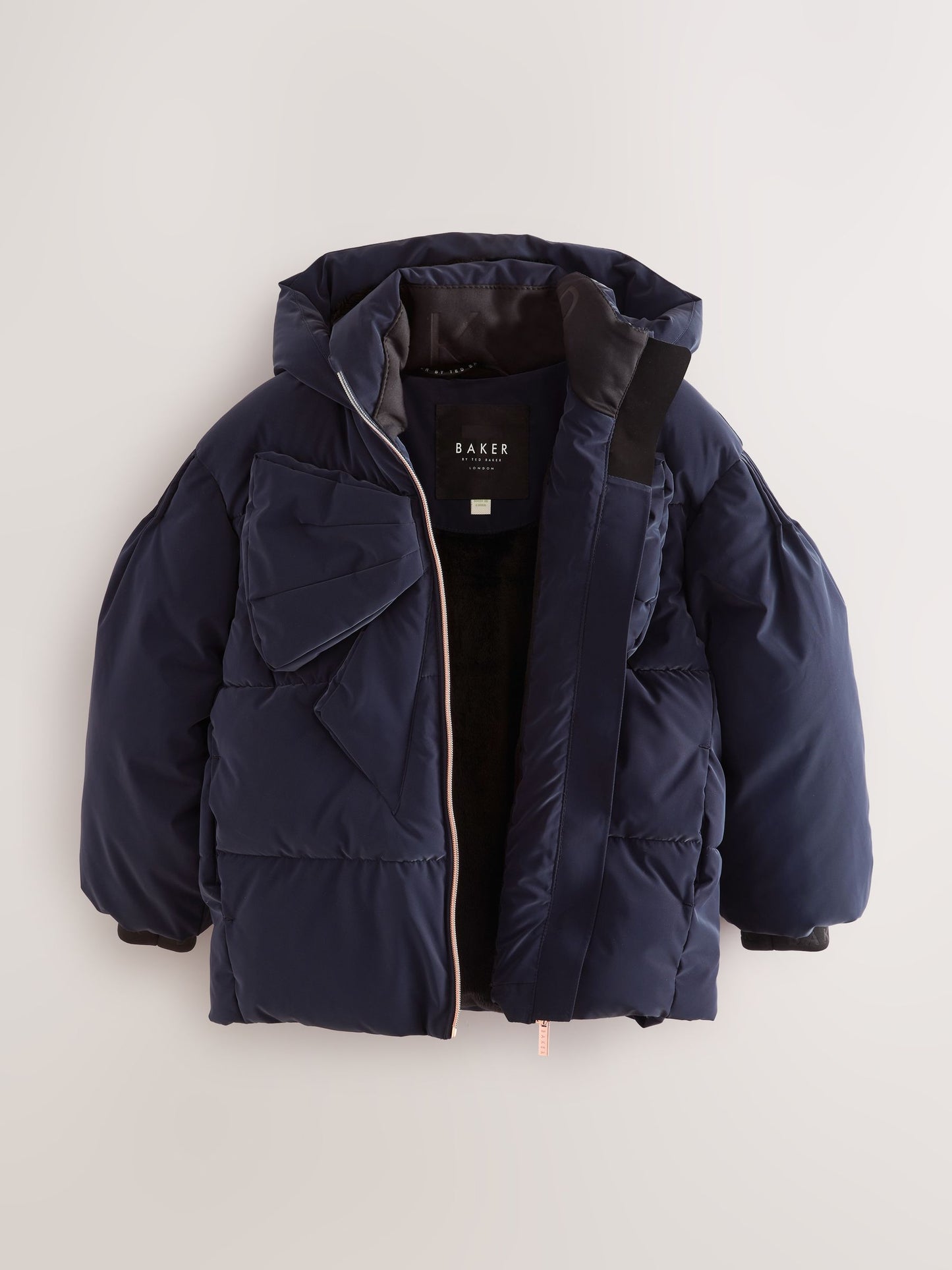 Baker by Ted Baker Navy Shower Resistant Bow Front Padded Coat image 7