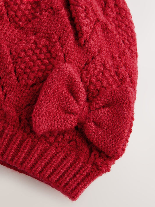 Red Crochet Knitted Baby Hat (0mths-2yrs) image 3