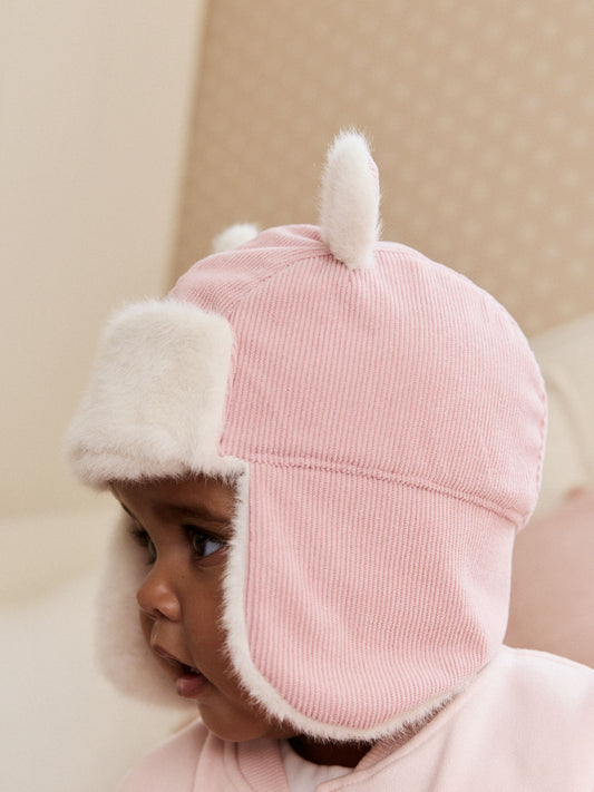 Pink Cord Baby Trapper Hat (0mths-2yrs) image 3