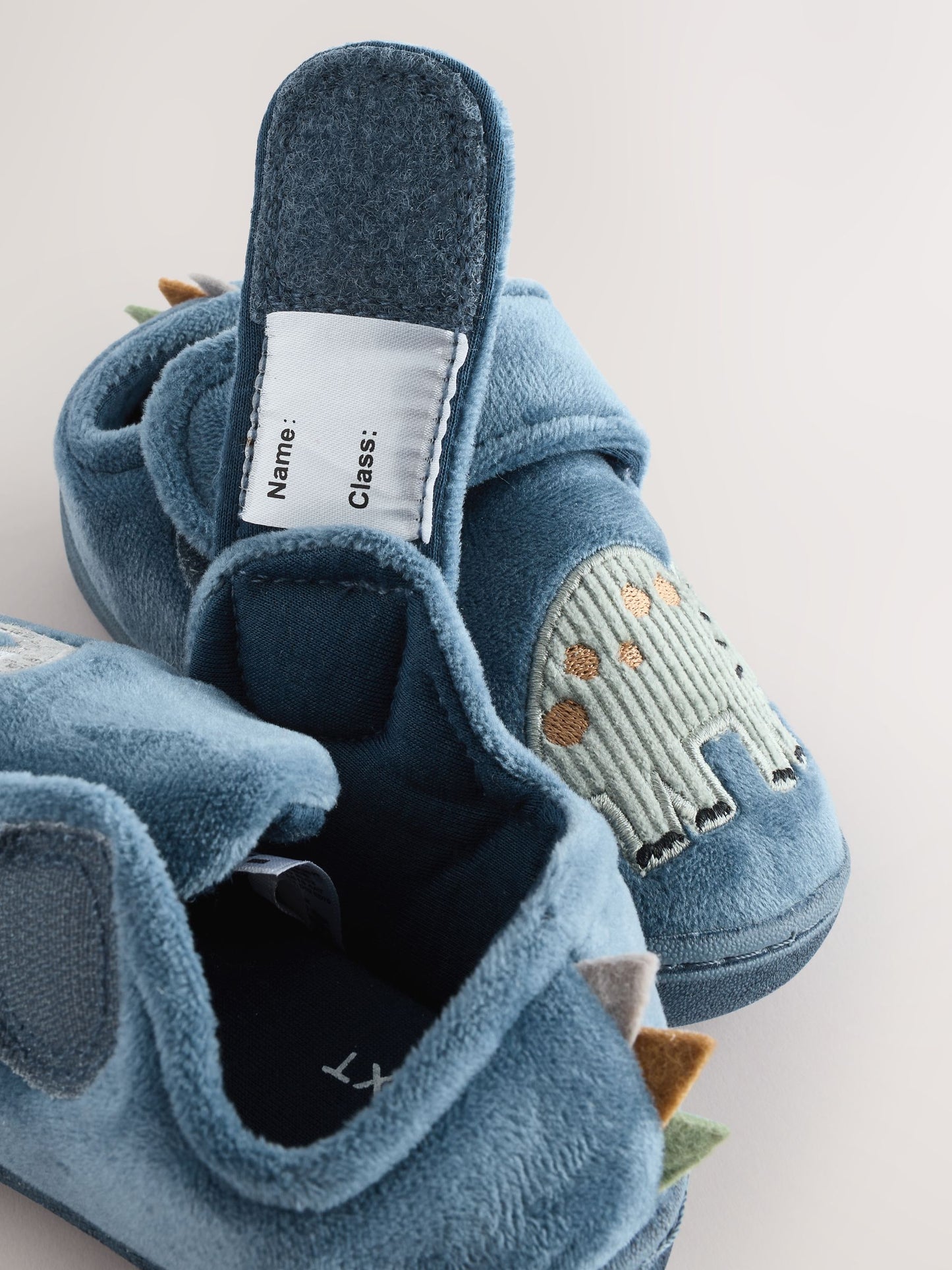 Blue Dinosaur Warm Lined Cupsole Slippers image 8
