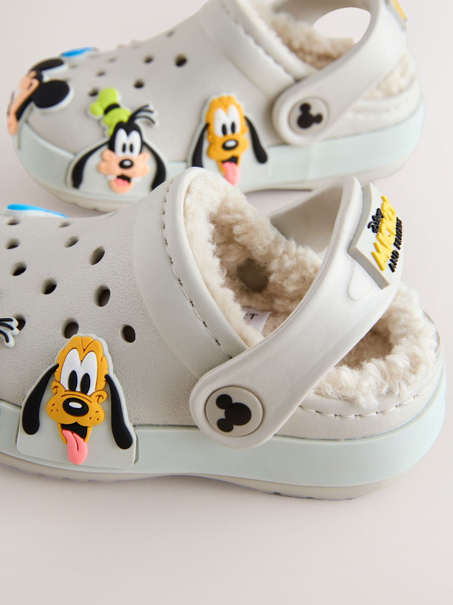 Neutral Mickey Warm Lined Slippers Clogs