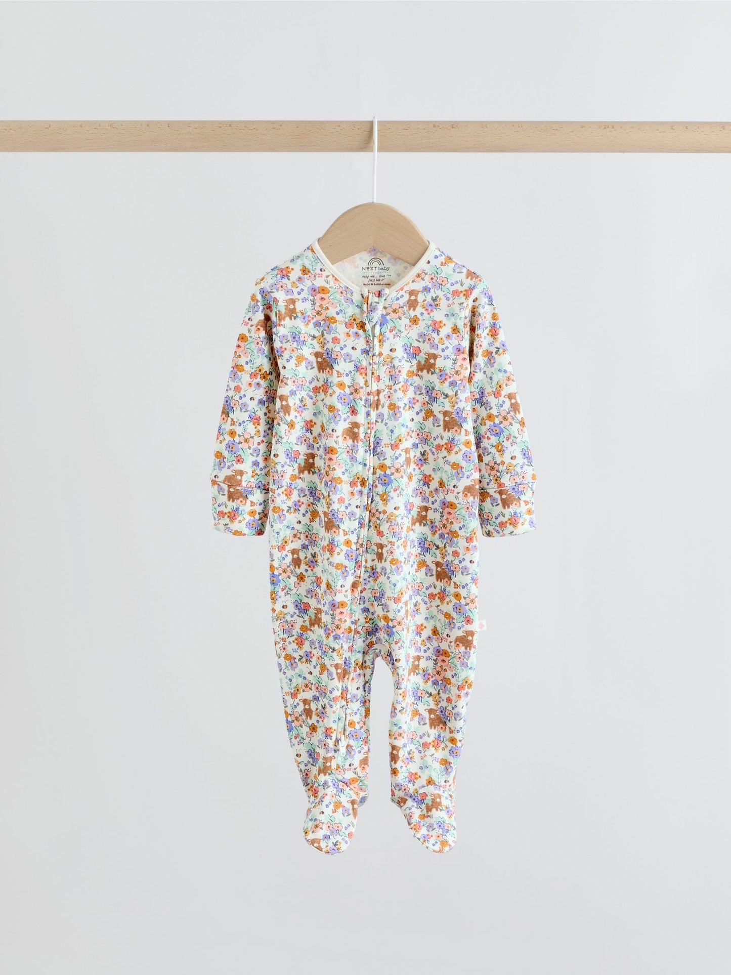 Sage Green Two Way Zip Sleepsuits 3 Pack (0mths-2yrs) image 8