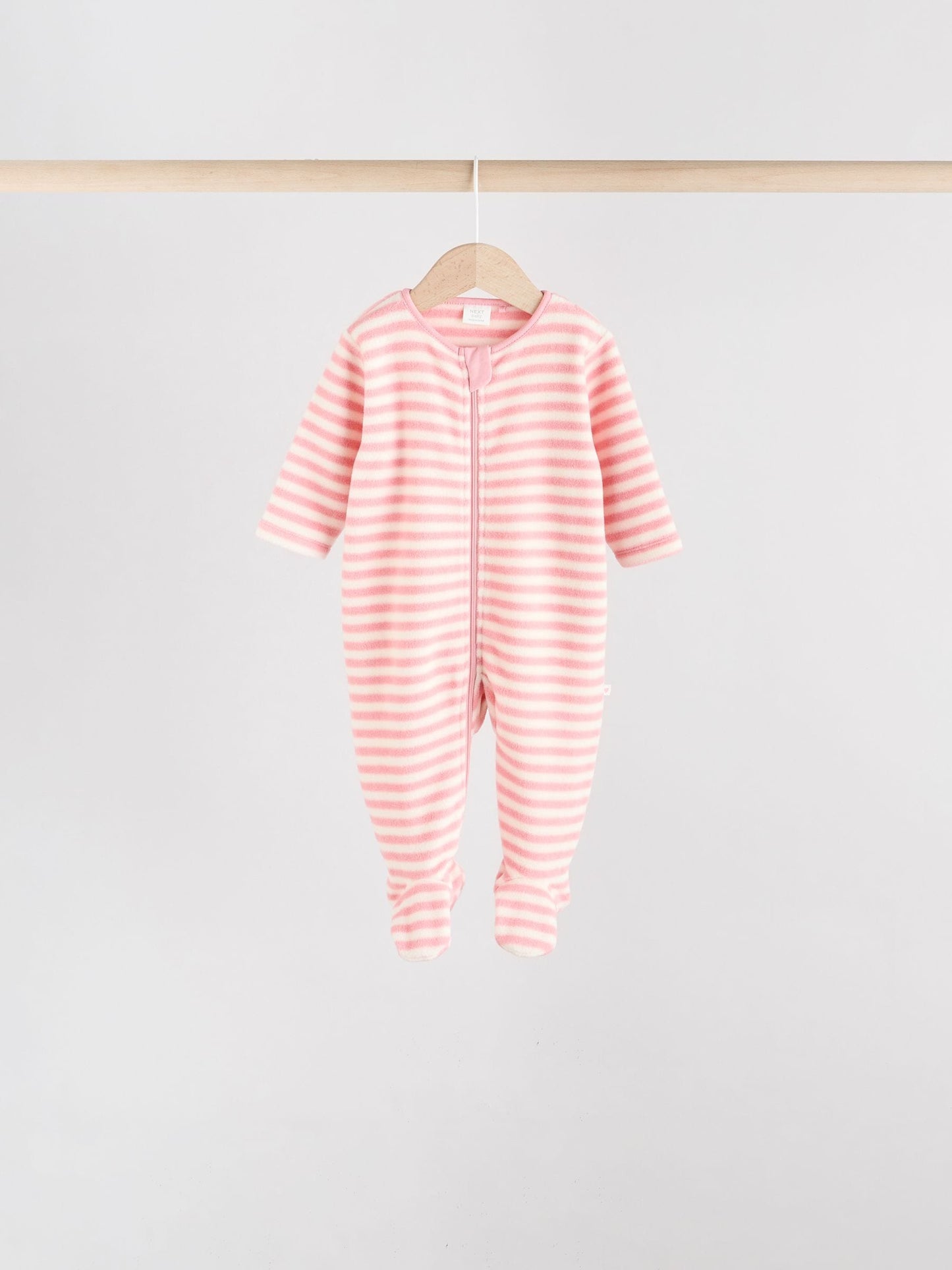 Pink 4 Pack Micro Fleece Two Way Zip Baby Sleepsuit image 9