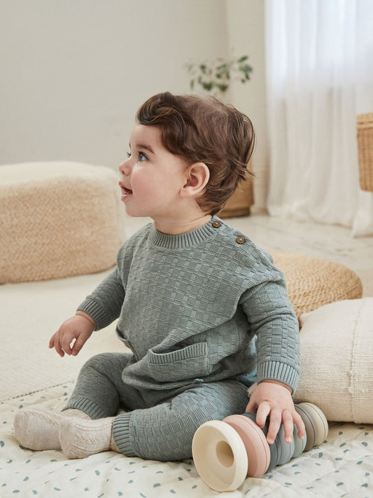 Mineral Baby Textured Knitted 100% Cotton Jumper and Leggings Set (0mths-3yrs) image 2