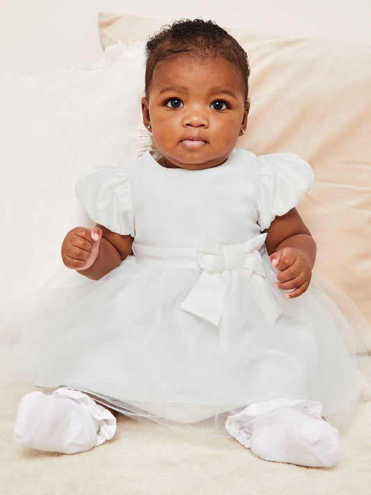 Dsiney Kidz - Lipsy Ivory Baby Puff Sleeve Occasion Dress (0mths-2yrs) image 2