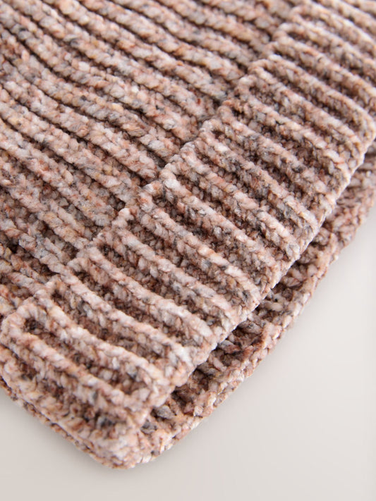 Brown Chenille Baby Hat with a Pom (0mths-2yrs) image 3