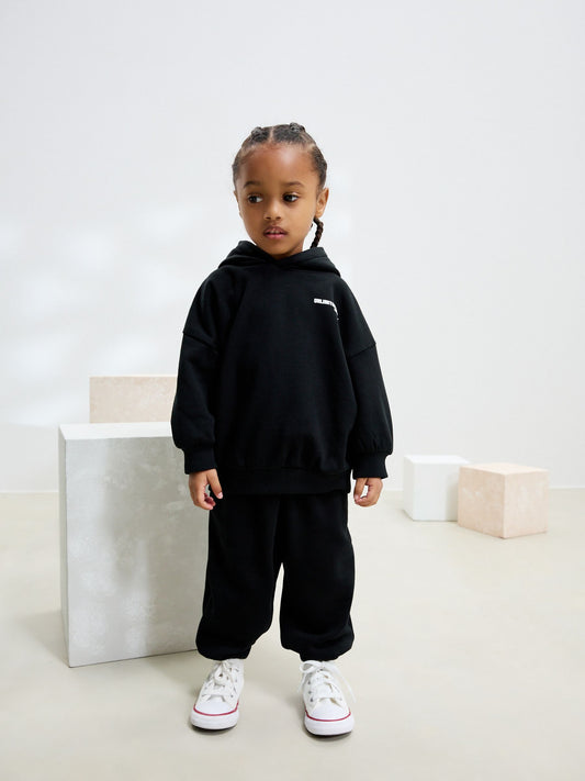 Black Slogan Hoodie and Joggers Set (3mths-7yrs)