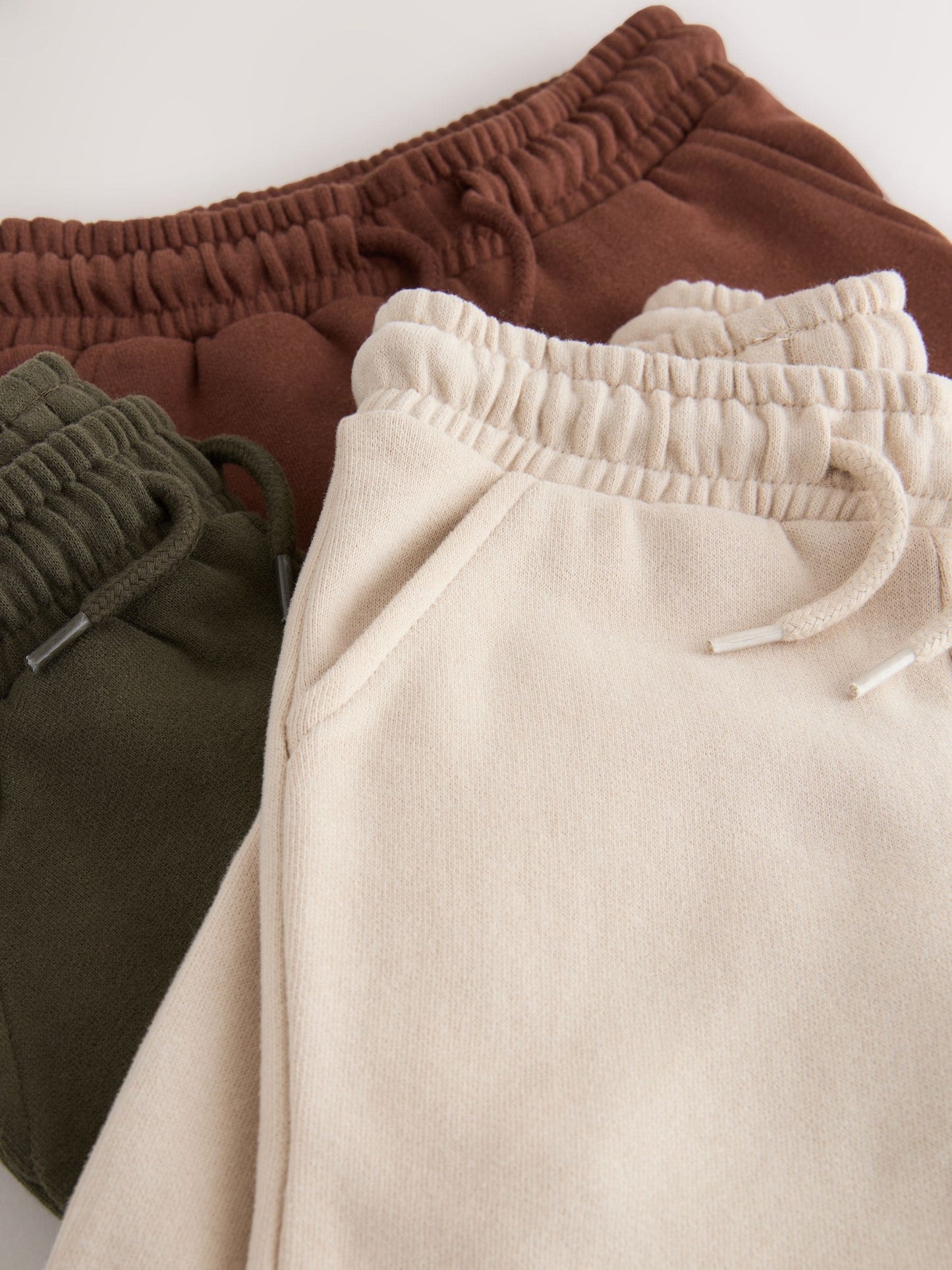 Khaki Green/ Rust Brown/ Ecru Soft Touch Joggers 3 Pack (3mths-7yrs) image 7