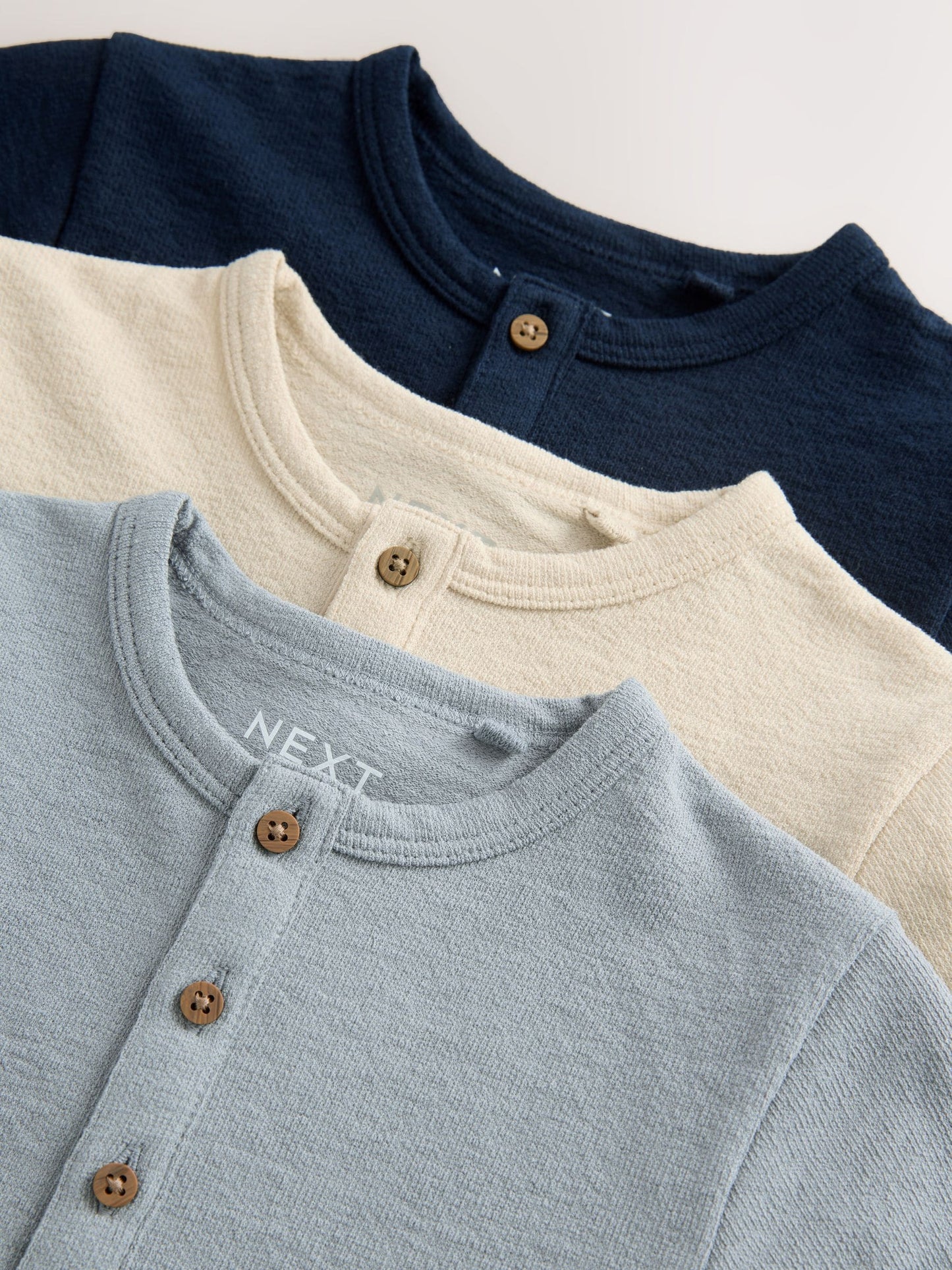 Dsiney Kidz - Navy/Blue/Stone Long Sleeve Henley T-Shirts 3 Pack (3mths-7yrs) image 8
