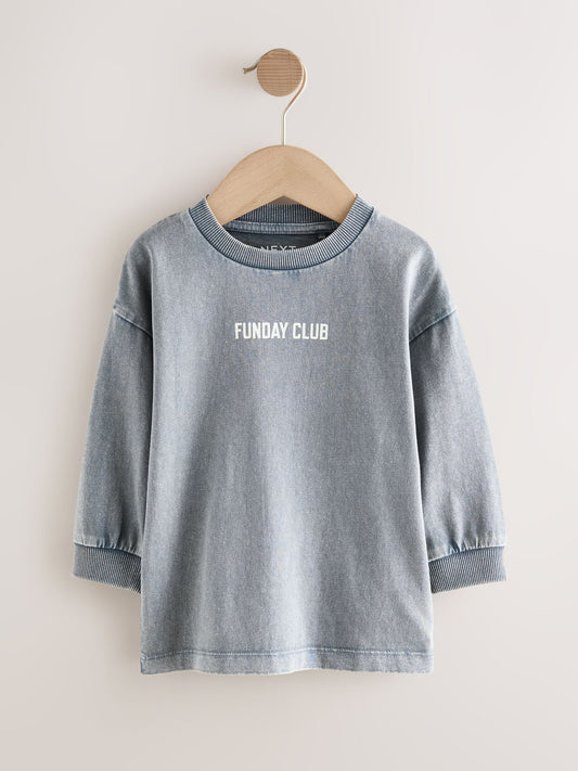 Black/Grey/White Slogan Long Sleeve Graphic Print T-Shirts 3 Pack (3mths-7yrs) image 3