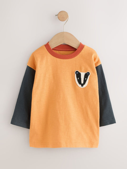 Ochre Yellow Woodland Long Sleeve Appliqué T-Shirts 3 Pack (3mths-7yrs) image 2