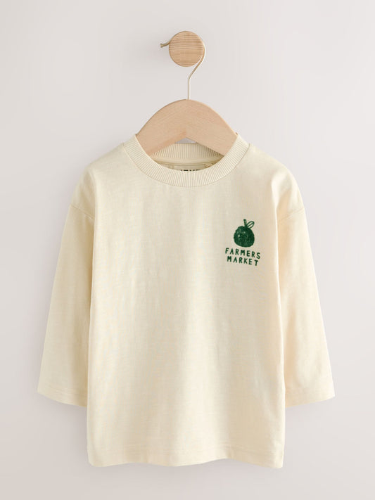 Blue/Brown Farm Long Sleeve Graphic Print T-Shirts 3 Pack (3mths-7yrs) image 3