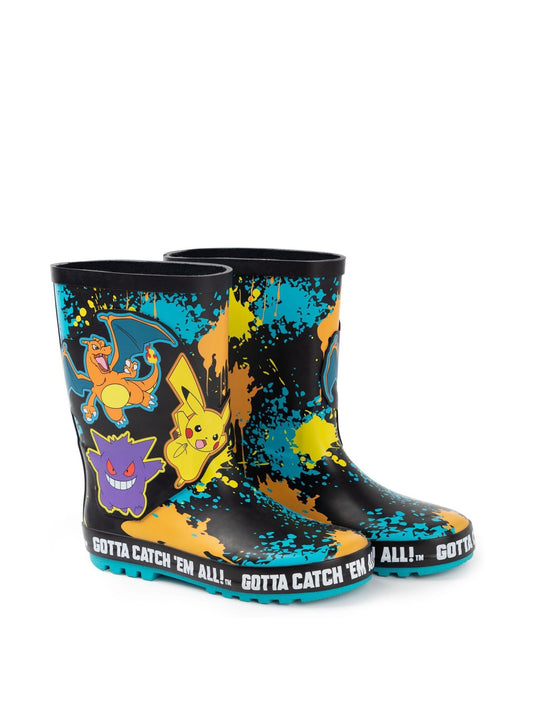 Vanilla Underground Black Kids Pokemon Wellies with Handles image 2