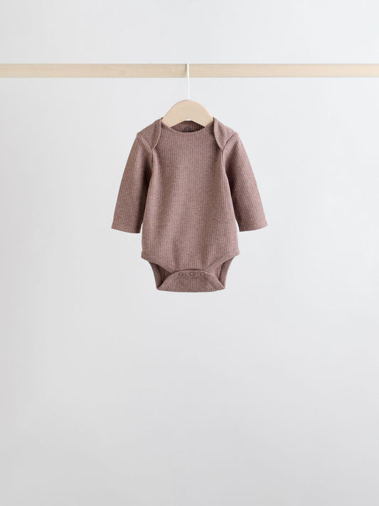 Chocolate Pink Long Sleeve Baby Bodysuits 5 Pack image 3
