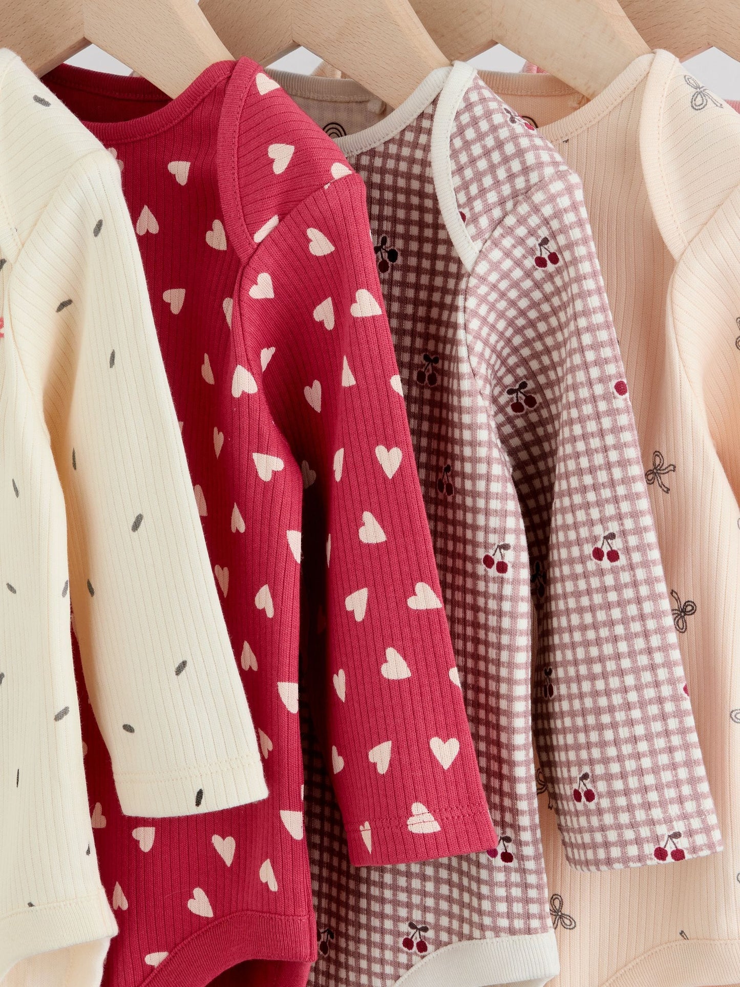 Red Baby Long Sleeve Bodysuits 5 Pack