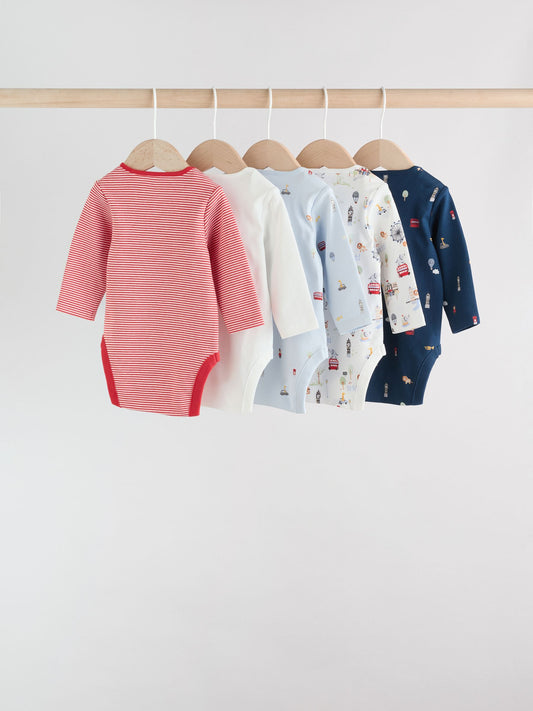 Red Baby London Long Sleeve Bodysuits 5 Pack image 2
